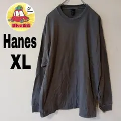 USA古着 Hanes ロンT ロングTシャツ XL 長袖Tシャツ　グレーのサムネイル