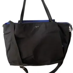【美品】アニエスベー　ナイロン　トートバッグ　ショルダー2way A4 レザー