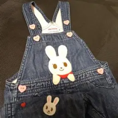 ミニハウス ウサギ刺繍デニムオーバーオール 80cm