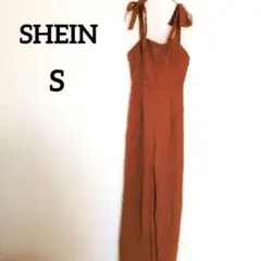 美品✨ SHEIN 【S】 オールインワン テラコッタ ブラウン 肩リボン