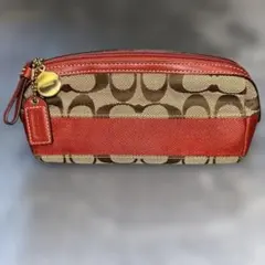 Coach ロゴ入りポーチ レッド/ベージュ