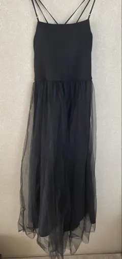 【w closet】キャミワンピース ブラック ロング丈