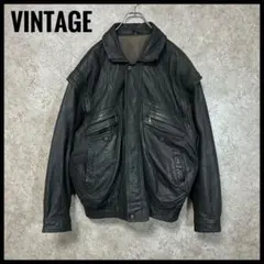 希少 ヴィンテージレザージャケット A2ブルゾン 本革 XL ブラック 大きめ