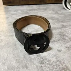 ヴィンテージ　Gucci ブラック GGパターン ベルト y2k