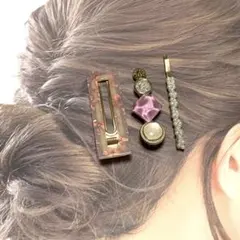 H009 ヘアクリップ ヘアピン アクリル パール 髪留め 3本セット