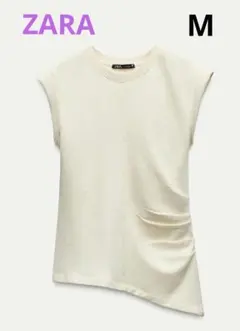 【タグ付】　フレンチスリーブ　ウエストギャザートップス　M