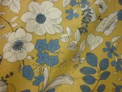 2ｍ 綿麻 シーチング ボタニカル 花柄a/からし系地