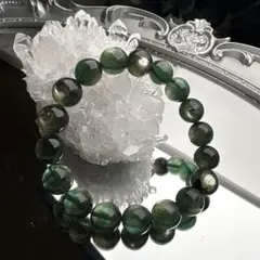 高品質 グリーンマイカブレスレット♡No.4 10.5mm～11.2mm