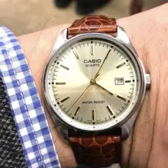 カシオ　アナログ腕時計　（幅18mm）未使用品　シャンパンゴールド　レザーのサムネイル