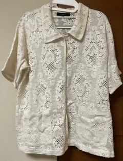 w closet レーシーネットパイピング半袖カーディガン アイボリーのサムネイル