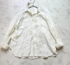 【極美品】BEAMS BOY 麻100% 長袖シャツ ホワイトのサムネイル