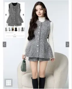 GRL フリージアツイードベスト×ショートパンツセットアップ