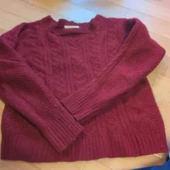 chocol raffinerobe バーガ ンディ ケーブルニット 長袖