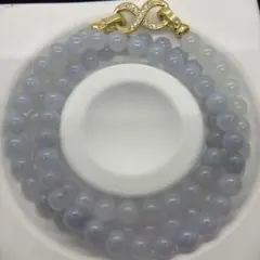 無処理無染色A貨天然石本翡翠　保証付　ミャンマー　手作り　淡いブルー色ネックレス