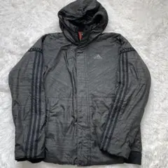 adidas フード付き　ナイロンジャケット　ロゴあり　3本ライン　アウター