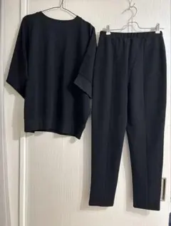 新品　エンボス　セットアップ　センターシームパンツ　ドルマントップス　ブラック