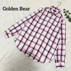 ゴールデンベア✩チェックシャツ 長袖 羽織 ワンポイント刺繍 レギュラーカラー