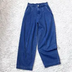 極美品/24s✨アンタイトル タックワイドデニムパンツ インディゴ ブルー Mのサムネイル