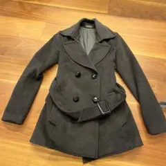 EGOIST 黒 ダブルブレスト コート ベルト付き