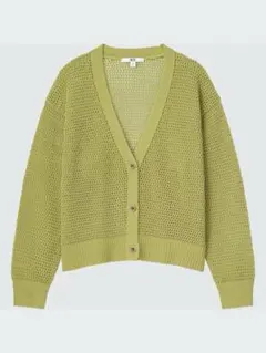 UNIQLO メッシュカーディガン 長袖 ライトグリーン Lのサムネイル