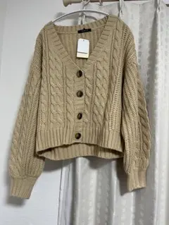 w closet ベージュ Vネック カーディガン フリーサイズ