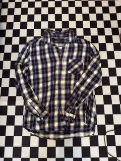 チェックシャツ ネルシャツ ブルー×ホワイト