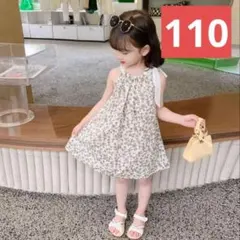 【セール】キッズワンピース（110サイズ/小花ホワイト）夏ノースリーブ08