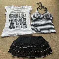 水着セット 女の子用 Tシャツ・ビキニ・スカート Y2K