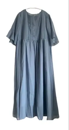 タグ付き ワンピース M ブルー フレア ロング 半袖 春 夏 きれいめ