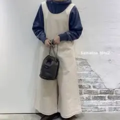 【美品】サマンサモスモス　コーデュロイワイドサロペット　キナリ