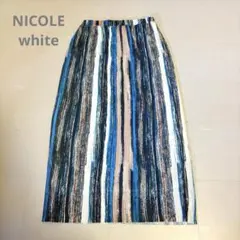 NICOLE white プリーツスカート ロング丈 ストライプ柄のサムネイル