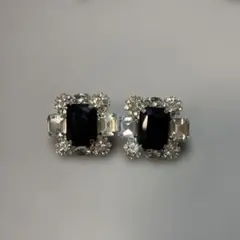 【人気】imac ピアス　シルバー　ブラック　ストーン　大ぶり