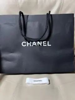 CHANEL ショップ袋 ブティック紙袋 ショッパー 黒2点セット+おまけりぼん