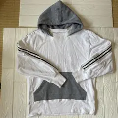 SEABEES 後付けフードパーカー　 ホワイト/グレー 綿100%