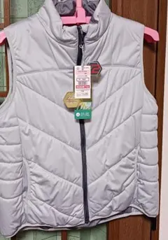 ライトグレー キルティング ノースリーブダウンベスト