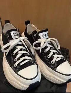 【美品】converse 厚底 ブラック スニーカー　26.5センチ