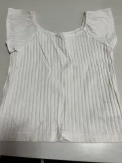 ストライプ フリル袖 半袖シャツ ホワイト