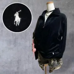 y2k 00s 平成ギャル ポロラルフローレン ポニー刺繍 ベロア ハーフジップ