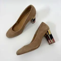 carino スエードパンプス 22cm 日本製 幾何学柄デザインヒールのサムネイル