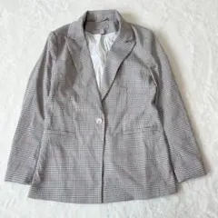 H&M♦︎テーラードジャケット 上着 S グレンチェック グレー レディース