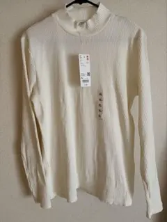 UNIQLO リブハイネックT 長袖　White レディース XLサイズ
