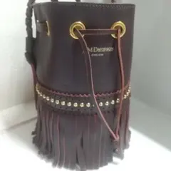 J&M DAVIDSON ミニウィズスタッズ フリンジショルダーバッグ wine