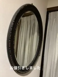 アンティーク　ミラー　90年前　希少　オーバル型　大型鏡　壁掛け鏡　イタリア製