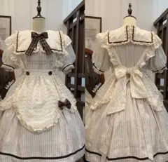 花びら　エプロン　フリル　レース　花柄　ロリータ　クラロリ　ゆめかわ　ガーリー