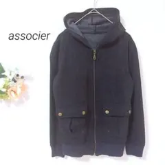 2.01 アソシエ 長袖 パーカー フード ポケット リブ カジュアル シンプル