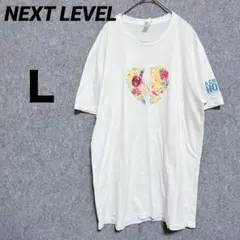 海外古着【NEXT LEVEL 】花柄ハートプリント Tシャツ Lサイズ