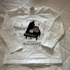 petit main ピアノ刺繍 長袖Tシャツ