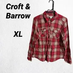 Croft & Barrow 長袖シャツ 【XL】赤 チェック レッド