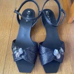 未使用★DIANA ブラックビジューサンダル　サイズXL 結婚式などにも