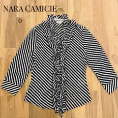 NARACAMICIE S 0【美品】幾何学柄シフォンブラウス フリル襟